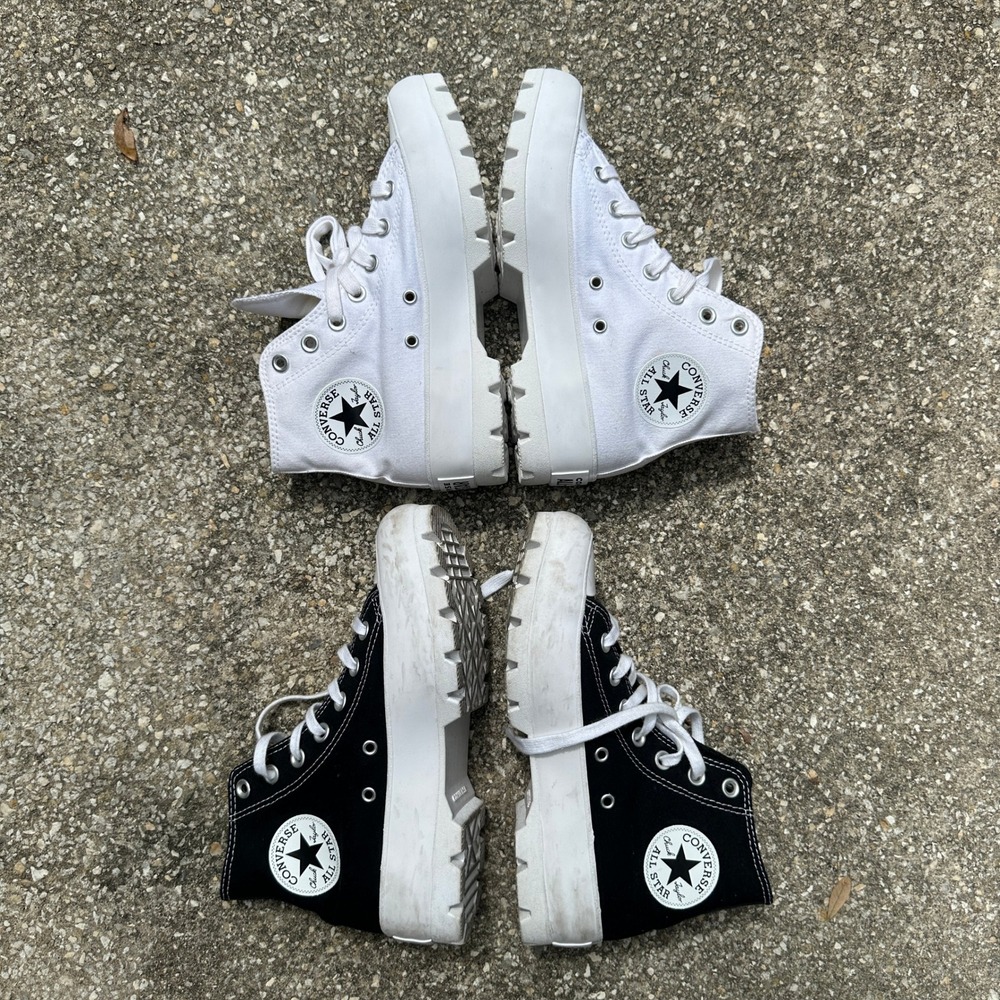 Bundle 2 Converse Chuck Taylor All Star Lugged High Top White Sneakers Women 6.5